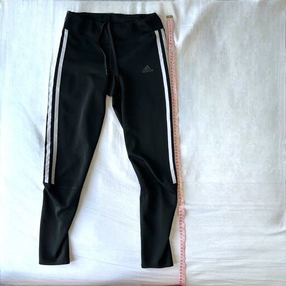 WOMEN'S ADIDAS RUNNING CLIMALITE 7/8 LEGGINGS SIZE  XS BLACK AND WHITE 3-STRIPES - Picture 14 of 16